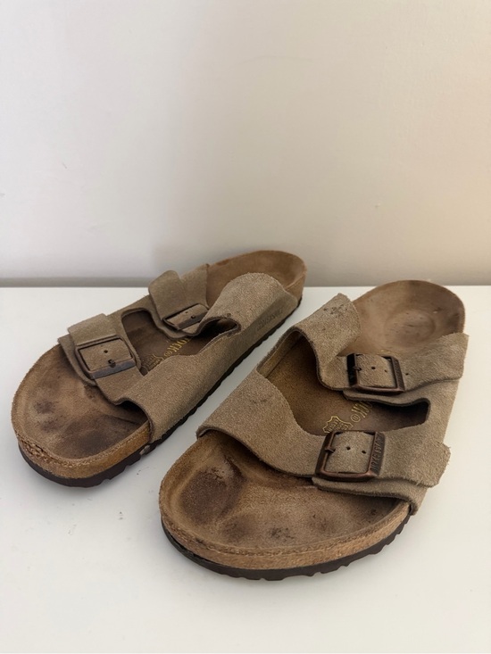Birkenstock Other - Birkenstock men’s 11 brown leather dual strap molded footbed slip on flat sandal